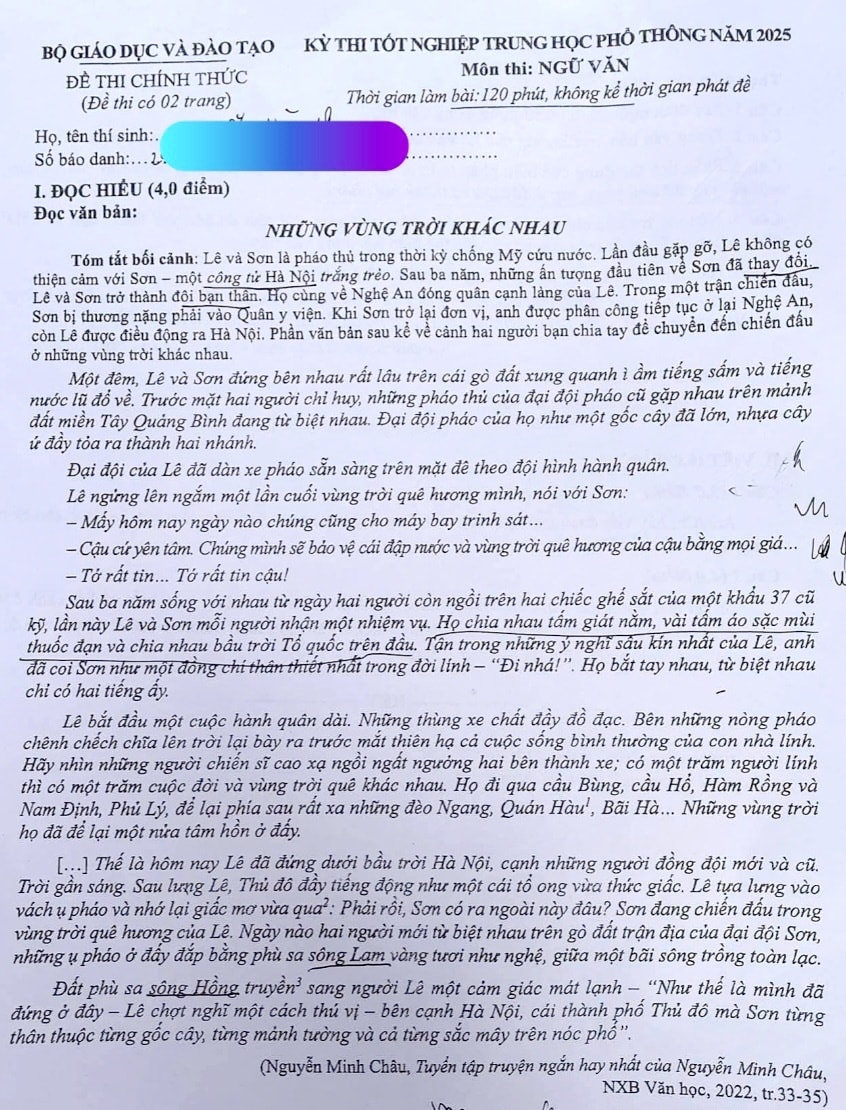 Đề thi Ngữ văn theo chương trình Giáo dục phổ thông 2018