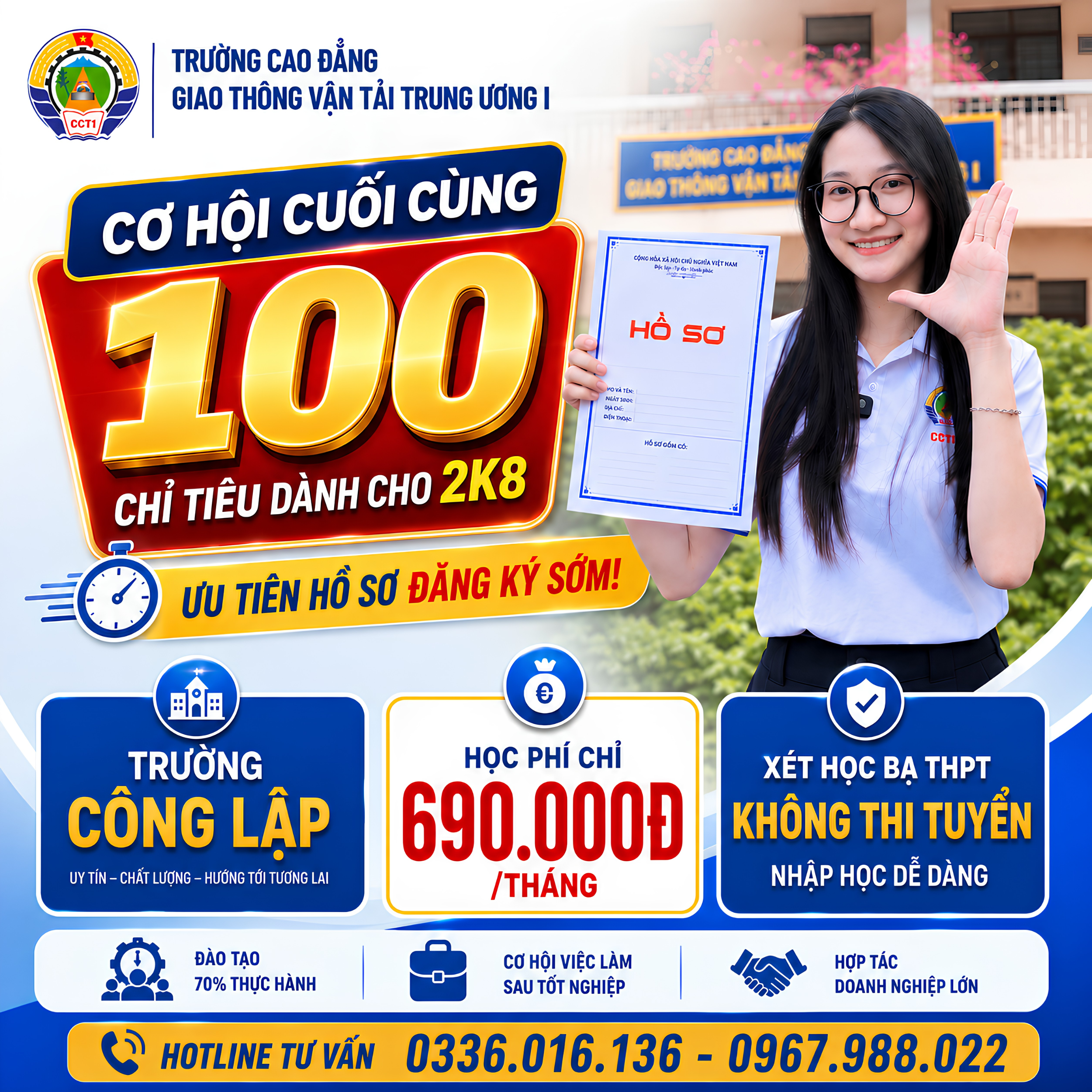 Xét tuyển học bạ vào CCT1